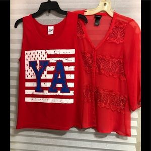 Budget Helper TWO women's beautiful tops Red Hot